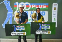 ANDREW YAP, AMIRAH NUR HANANIA JUARA PUSINGAN 1 GOLF REMAJA 100PLUS-MGA