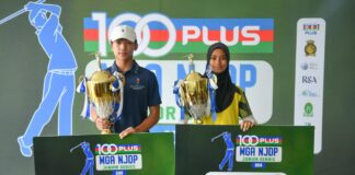 ANDREW YAP, AMIRAH NUR HANANIA JUARA PUSINGAN 1 GOLF REMAJA 100PLUS-MGA